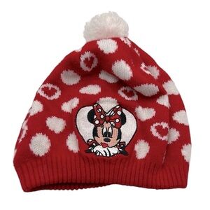 Disney Parks Girl's Minnie Mouse Knit Red & White Winter Beanie
